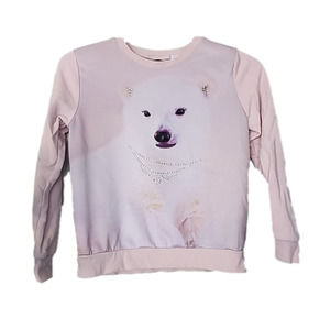 THE Children's place pink polar bear sparkle sweatshirt 7 8